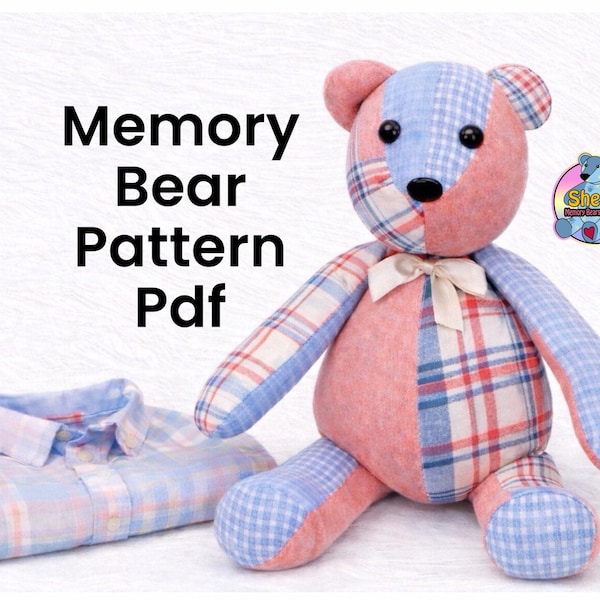 Printable Memory Bear Sewing Pattern PDF, Memory Bear Pattern, Keepsake Bear Pattern, Memory Bear Template, Instant Download