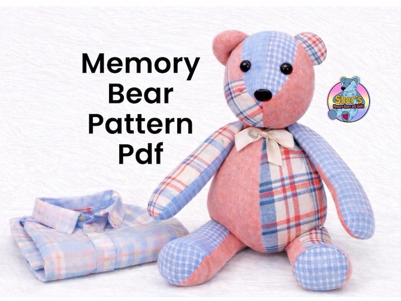 Memory Bear Schnittmuster, PDF, Memory Bär Andenken, Andenken Bär, Memory Bär Vorlage, Sofort Download Bild 1