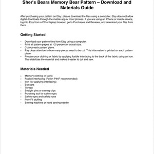 Memory Bear Schnittmuster, PDF, Memory Bär Andenken, Andenken Bär, Memory Bär Vorlage, Sofort Download Bild 12