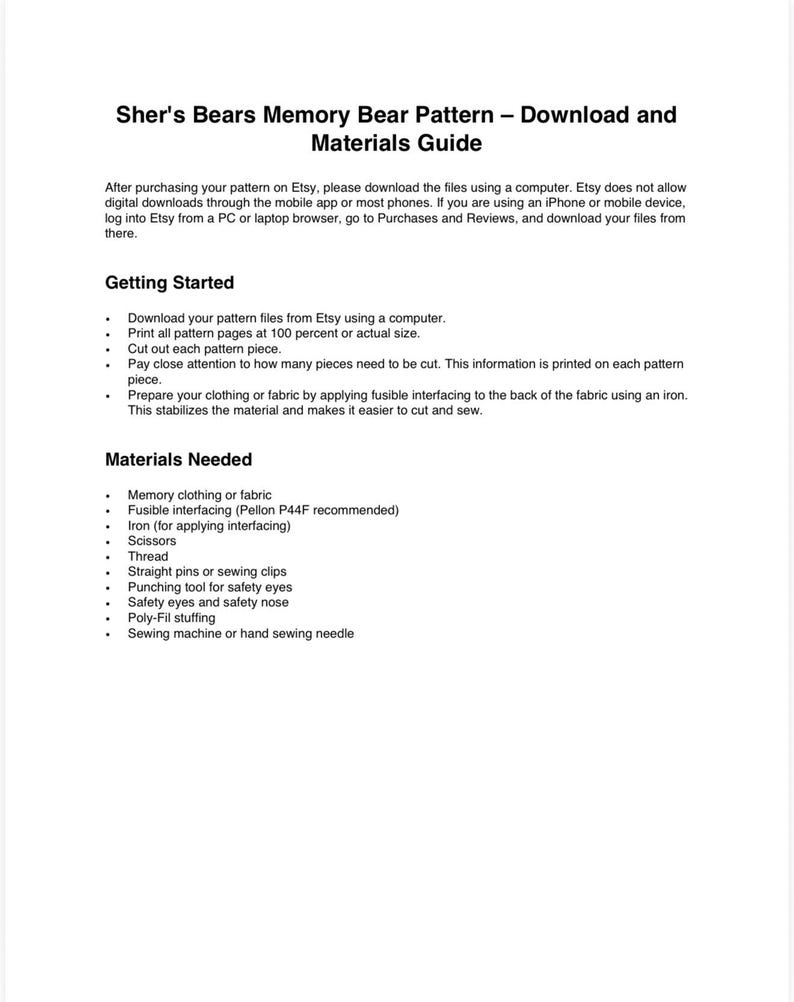 Memory Bear Schnittmuster, PDF, Memory Bär Andenken, Andenken Bär, Memory Bär Vorlage, Sofort Download Bild 12