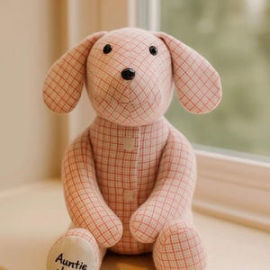 Custom Memory Dogs Personalized Bereavement Remembrance Gift, Crafted from Your Loved One's Clothing with Personalized Handwriting Options