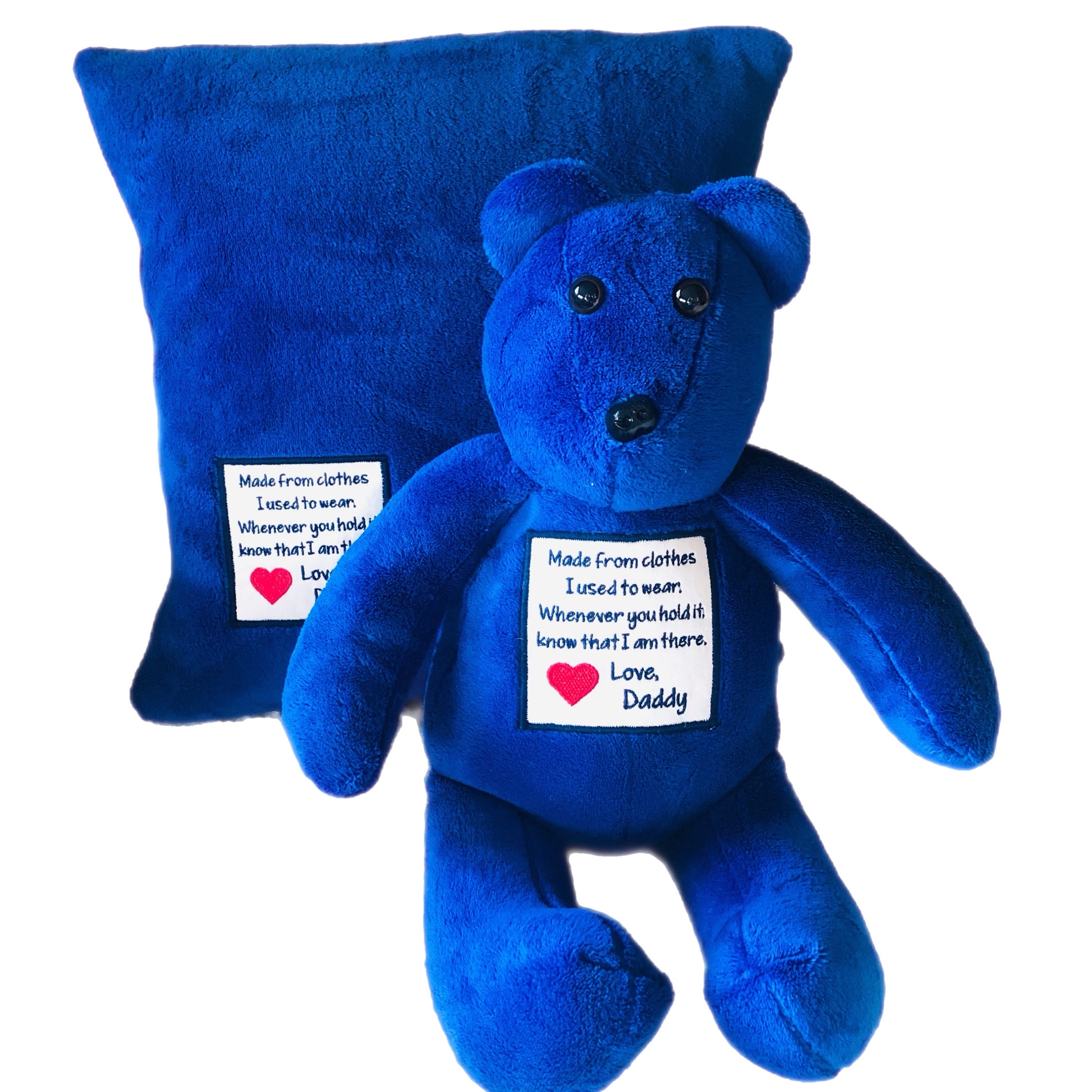 Handcrafted Memory Bear and Pillow Set Personalized Keepsake Made From Clothes of Loved Ones for Bereavement and Grief Support Etsy