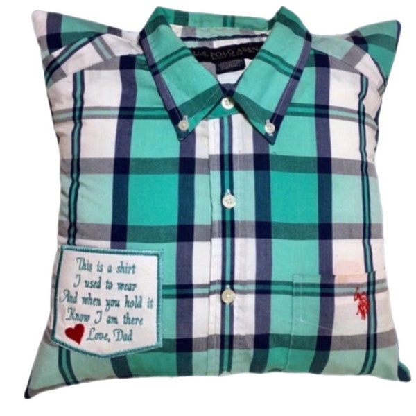 Memory Pillow Made From Shirt, pillows made from loved ones shirts, Bereavement pillows from clothes