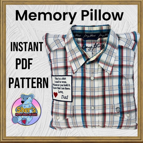 Memory Pillow Pattern, Keepsake pillow PDF, Instant Download Instructions.