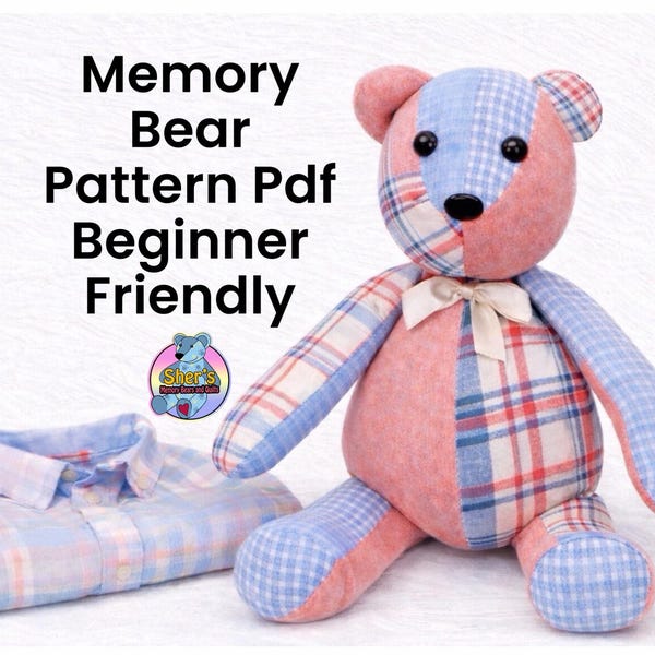 Patron de couture ours à mémoire de forme imprimable au format PDF, facile à télécharger pour les débutants