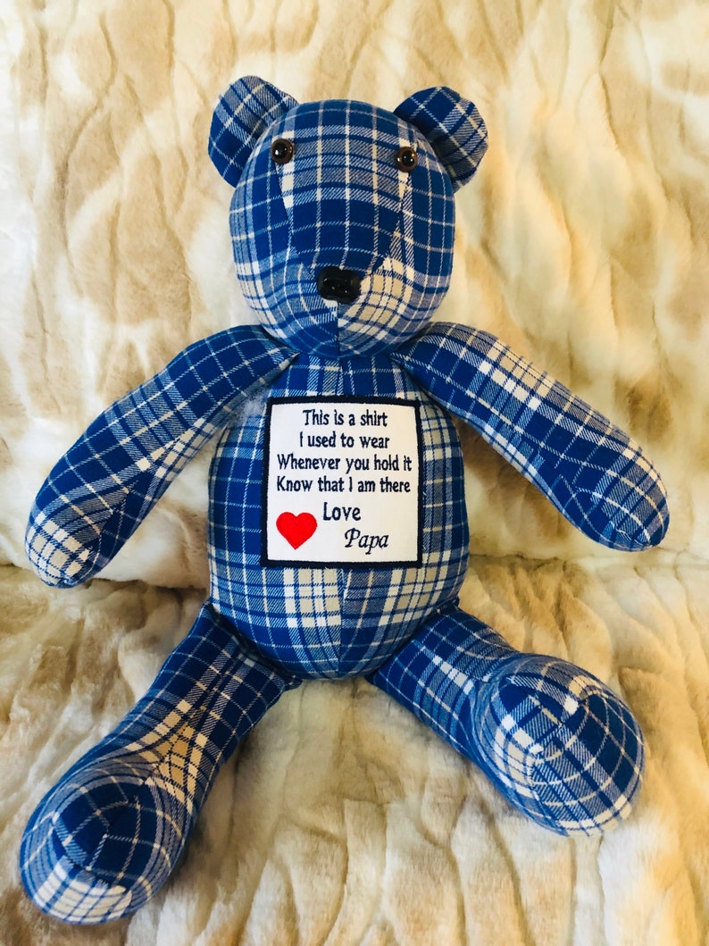 Keepsake bear Memory bear Bereavement bear with embroidery. | Etsy