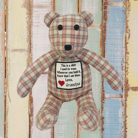 Memorybear and keepsake teddybear made from your clothing handmade Memory  bear