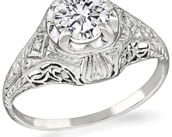 Bague de fiançailles édouardienne en diamants de 0,70 ct