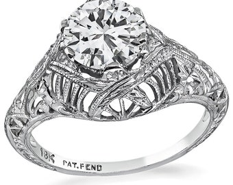 Vintage Gia Certified 1.07ct Diamond Engagement Ring