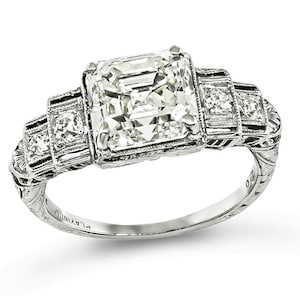 Art Deco Gia Certified 3.01ct Diamond Engagement Ring