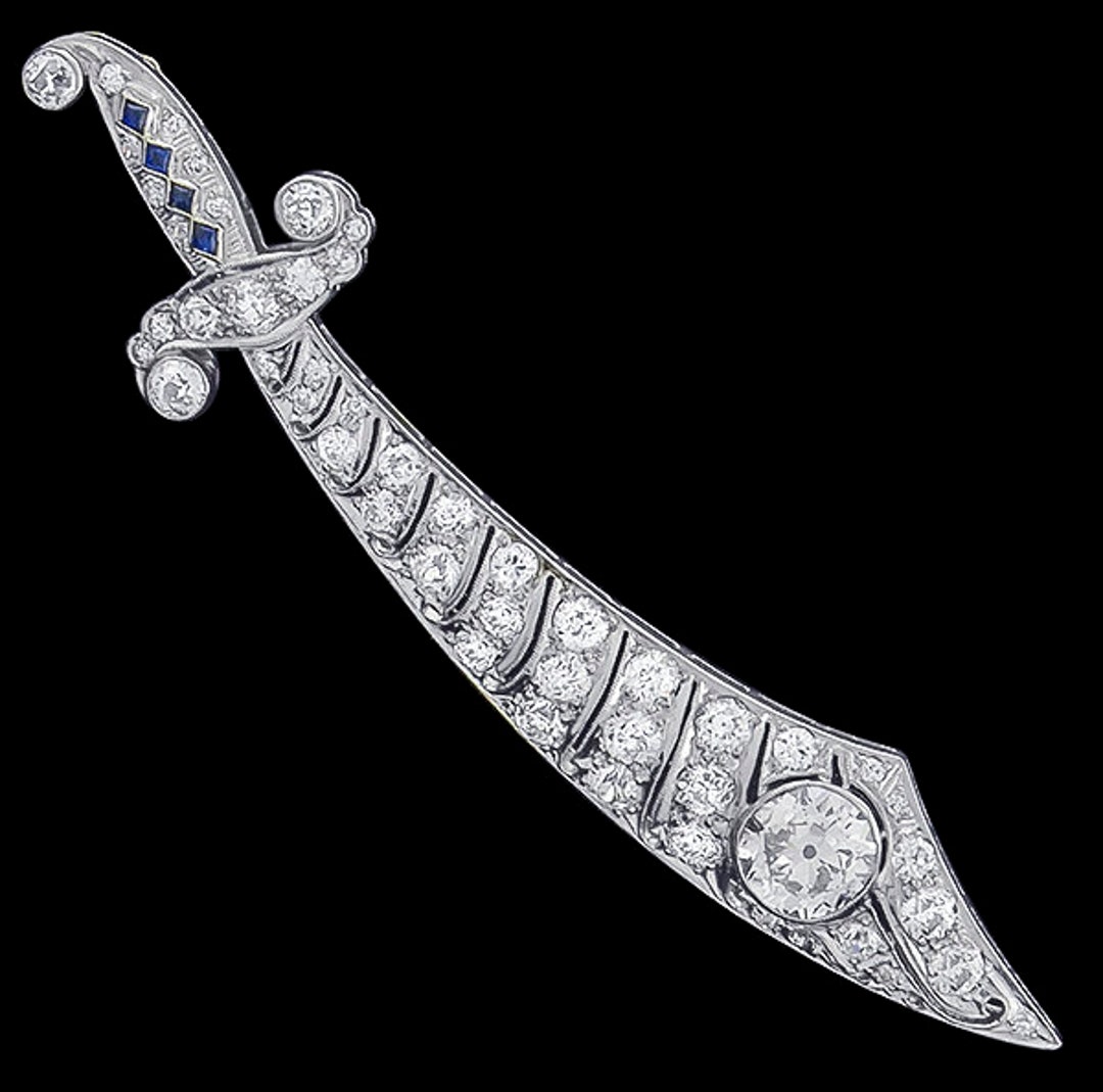 Art Deco Platinum 1.60ct Old Mine Cut Center Diamond Sword Pin - Etsy