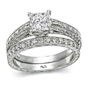 Estate Gia Certified 1.01ct Diamond Engagement Ring and Wedding Band Set
