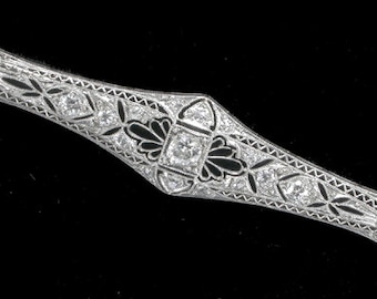 Broche de oro de 14 k y platino con diamantes de 1 ct de estilo eduardiano