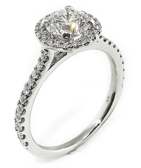 Estate Gia Certified 1.02ct Diamond Halo Engageme… - image 3