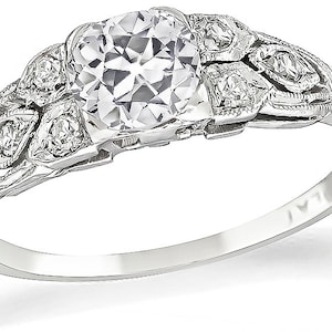 Vintage Gia Certified 0.79ct Diamond Engagement Ring