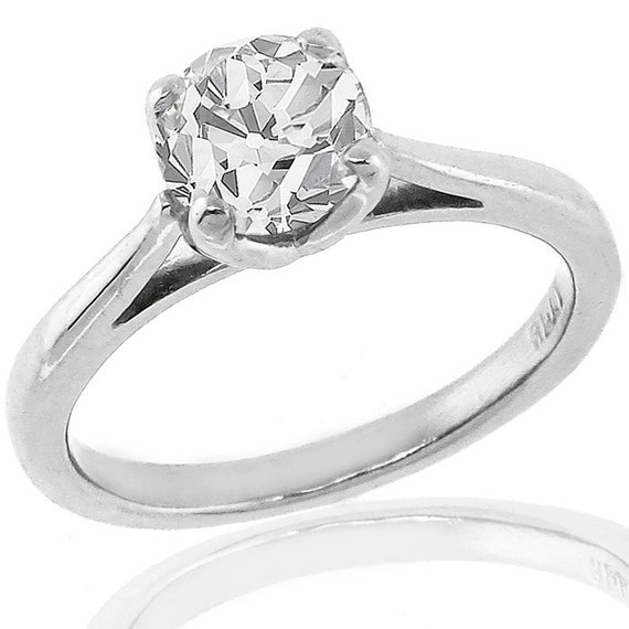 Estate 0.81ct Old Mine Cut Diamond Solitaire Plat… - image 1