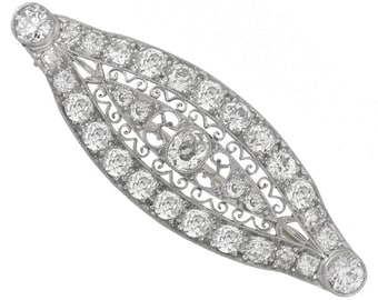 Broche de platino y oro de 18 k con diamantes de 6,30 ct de estilo eduardiano