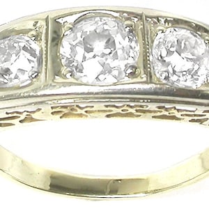 1.20ct Victorian 14k Yellow   Gold 3 Stone  Ring
