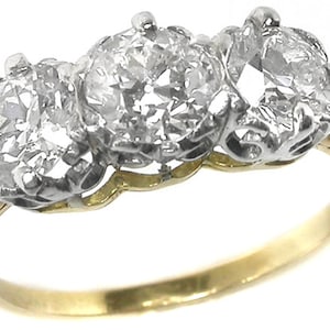 1.60ct Victorian 14k Yellow & White  Gold 3 Stone Ring