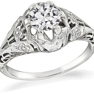Vintage Gia Certified 0.61ct Diamond Engagement Ring