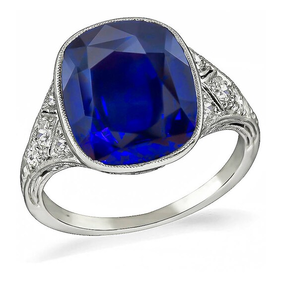 Vintage 5.76ct Sapphire Engagement Ring Etsy