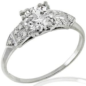 Antique Art Deco Gia 1.02ct Old European Diamond Engagement Ring