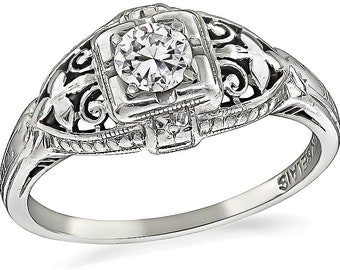 Bague de fiançailles édouardienne en diamants de 0,20 ct