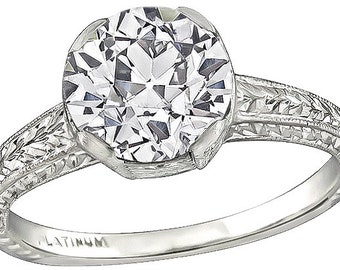 Bague de fiançailles édouardienne en diamants certifiés Gia de 1,62 carat