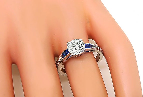Estate Gia Certified 1.14ct Diamond Sapphire Enga… - image 2