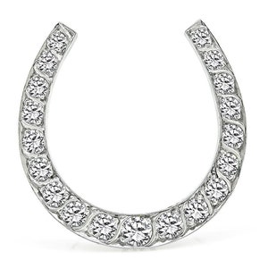 Vintage 3.50ct Diamond Horse Shoe Pin / Pendant