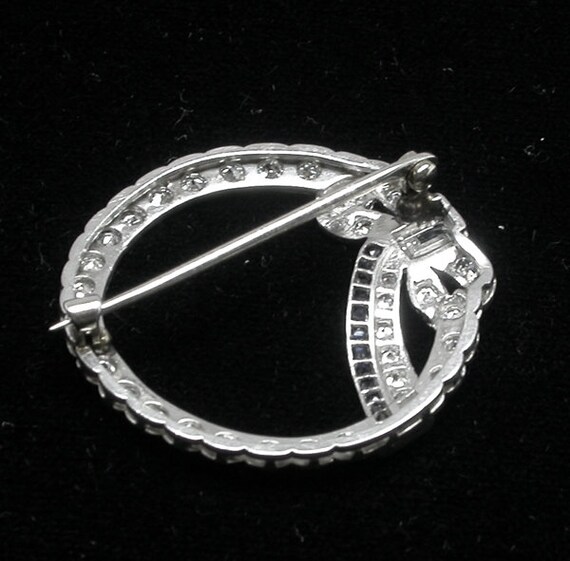 Art Deco 0.50ct Rectangular  Diamond & Sapphire P… - image 4