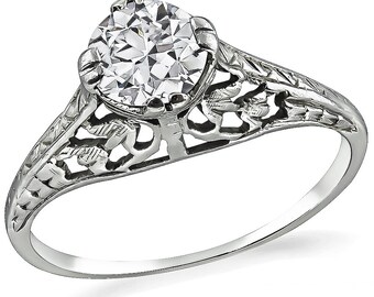 Bague de fiançailles édouardienne en diamants de 0,55 carat