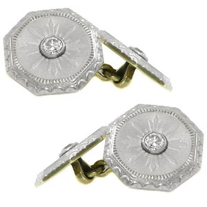 Victorian Diamond Platinum & 14k Yellow Gold Cufflinks