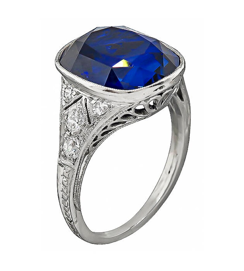 Vintage 5.76ct Sapphire Engagement Ring Etsy