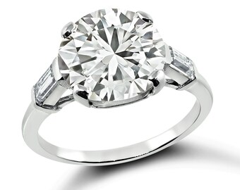 Estate Gia Certified 3.18ct Diamond Engagement Ring