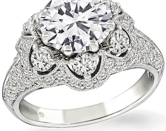 Estate Gia Certified D-Vvs2 1.64ct Diamond Engagement Ring