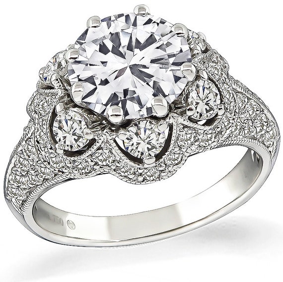 Estate Gia Certified D-vvs2 1.64ct Diamond Engagement Ring - Etsy