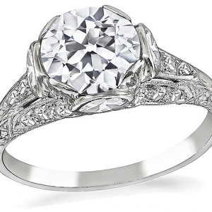 Art Deco Gia Certified 1.52ct Diamond Engagement Ring