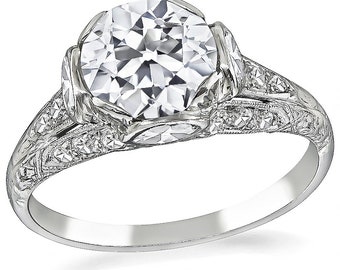 Art Deco Gia Certified 1.52ct Diamond Engagement Ring