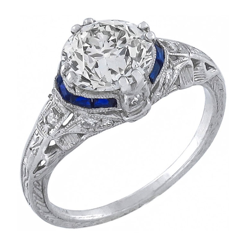 Antique 1.75ct Diamond Engagement Ring Etsy