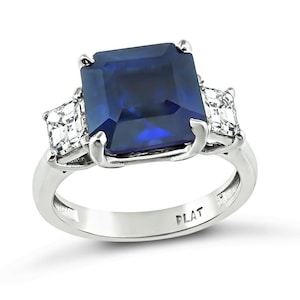 Estate 5.95ct Ceylon Sapphire Gia 0.93cttw Diamond Engagement Ring