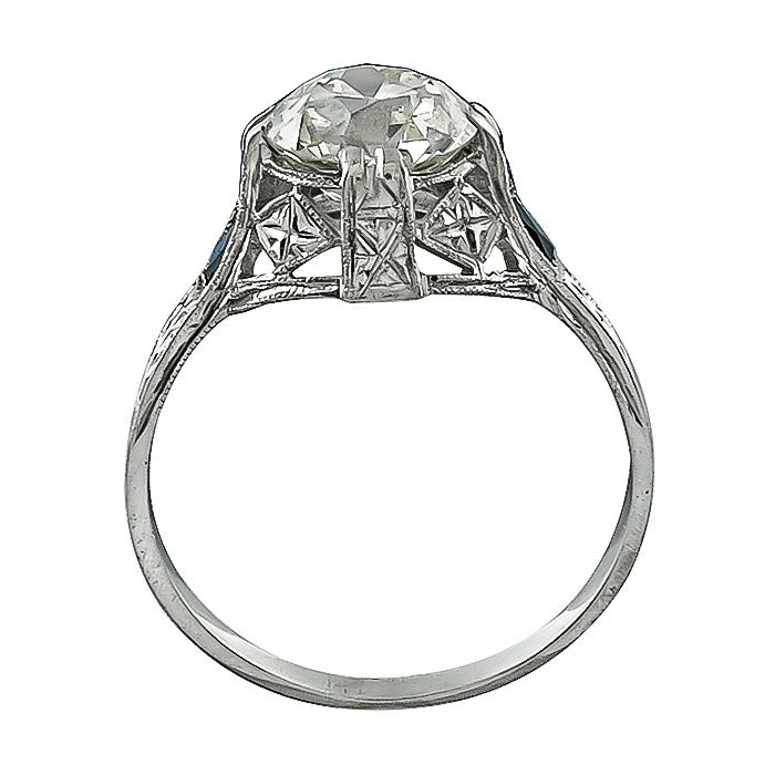 Art Deco 2.30ct Diamond Sapphire Engagement Ring - Etsy