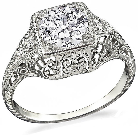 Edwardian Gia Certified 1.00ct Diamond Engagement 
