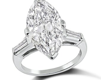 Estate Gia Certified 4.92ct Diamond Engagement Ring