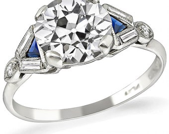 Bague de fiançailles Art déco diamants 1,91 ct certifiés Gia