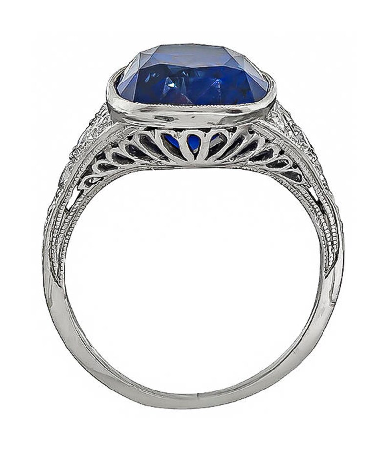 Vintage 5.76ct Sapphire Engagement Ring Etsy