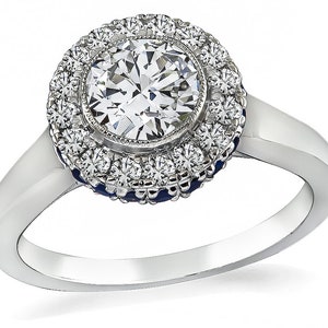 Estate 0.76ct Diamond Sapphire Engagement Ring