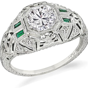 Vintage Gia Certified 0.97ct Diamond Engagement Ring