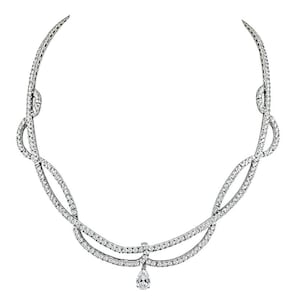 Gia 1.05ct Pear Shape Diamond 12.03ct Round Cut Diamond Necklace