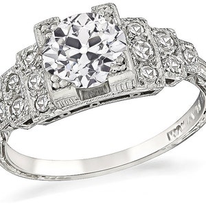 Vintage Gia Certified 0.93ct Diamond Engagement Ring